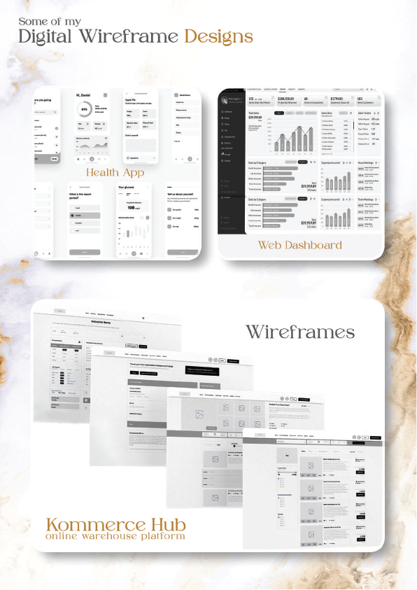Digital Wireframes for Health App - Medical interface design